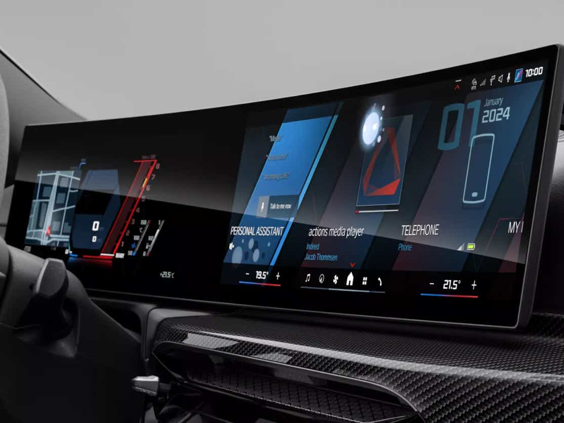 dashboard screen and digital display of a BMW M2 2025