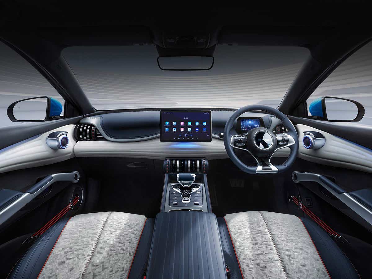 interior dashboard view of a Surf Blue BYD Atto 3 Facelift