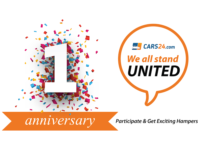 Cars24 first anniversary email graphic from 2016