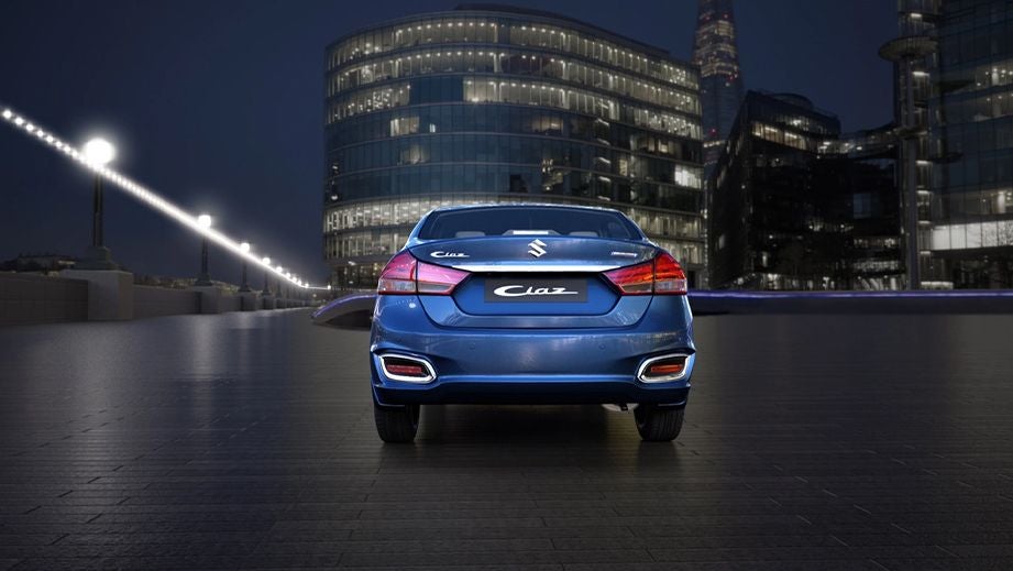 rear view of a Nexa Blue Maruti Suzuki Ciaz