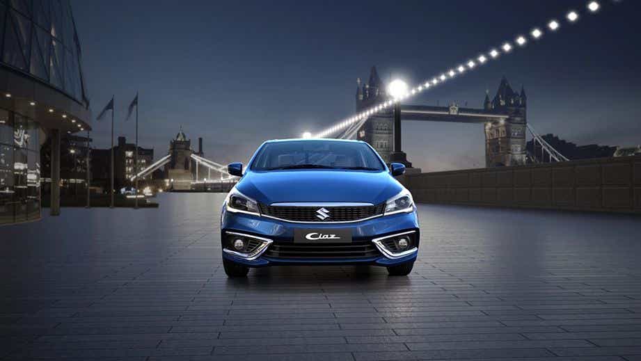 front view of a Nexa Blue Maruti Suzuki Ciaz