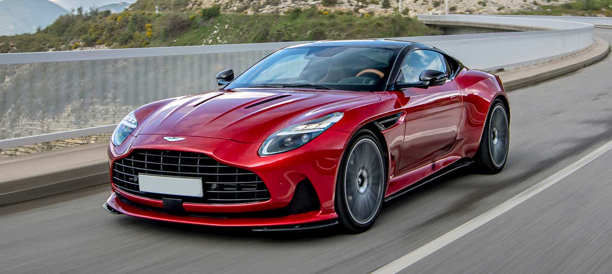 front three-quarter view of an Aston Martin DB12