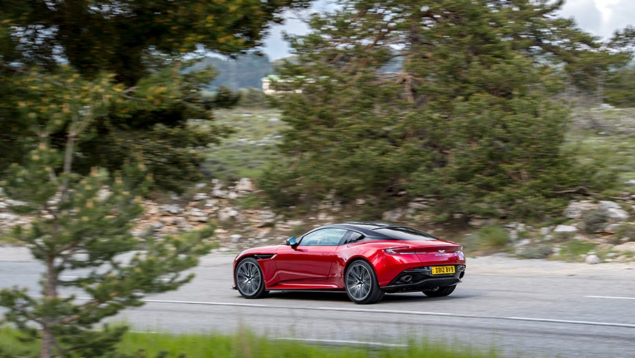 rear three-quarter of an Aston Martin DB12