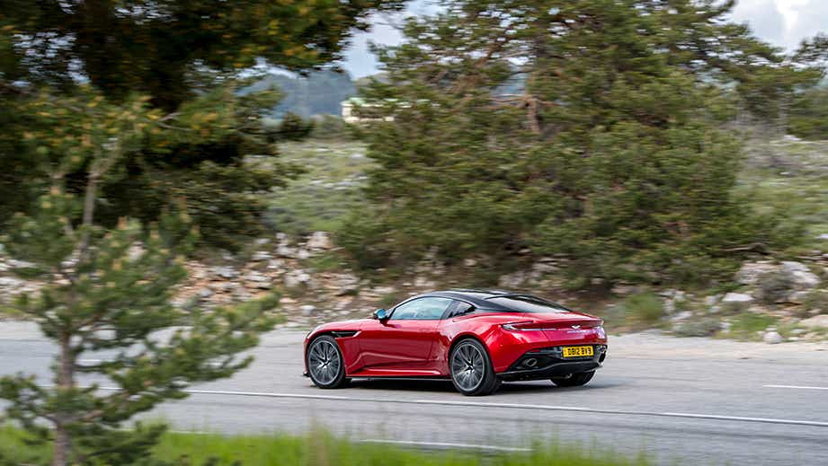 rear three-quarter of an Aston Martin DB12