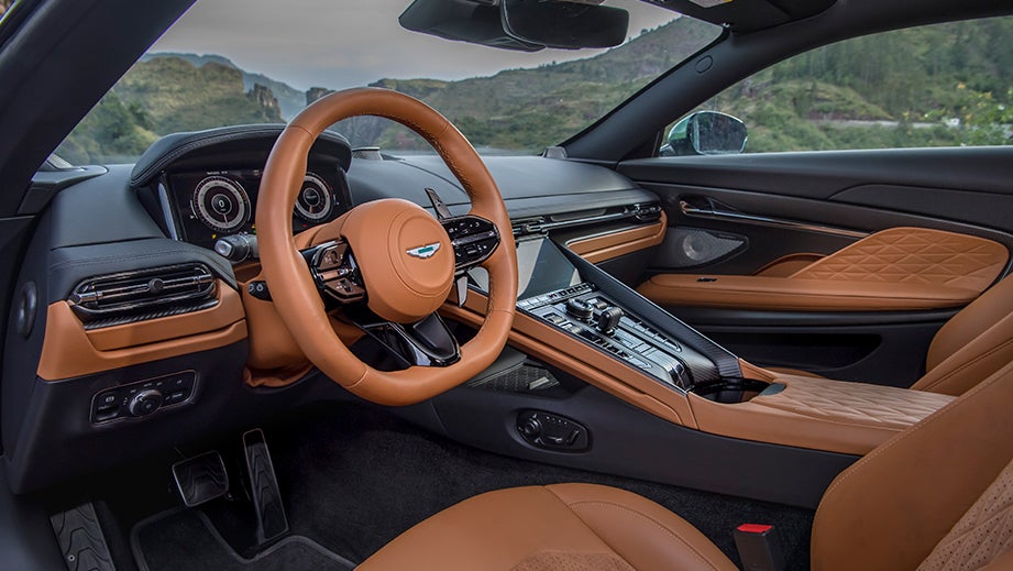 Interior dashboard of an Aston Martin DB12
