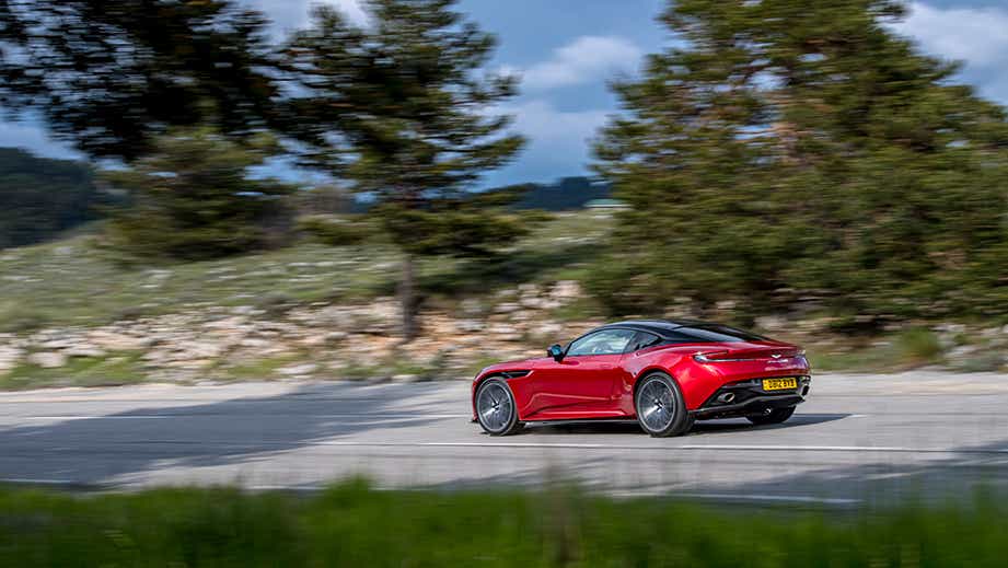 rear three-quarter of an Aston Martin DB12