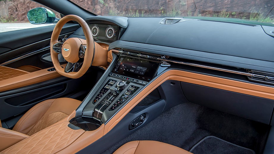 Interior dashboard of an Aston Martin DB12