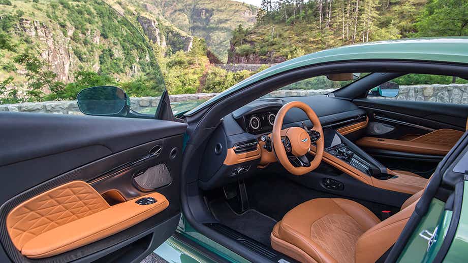 interior front cabin of an Aston Martin DB12