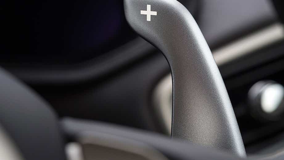 Paddle shifter close-up of a Aston Martin DB11