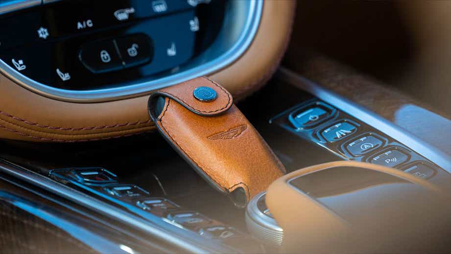 Center console and key fob of an Aston Martin DBX