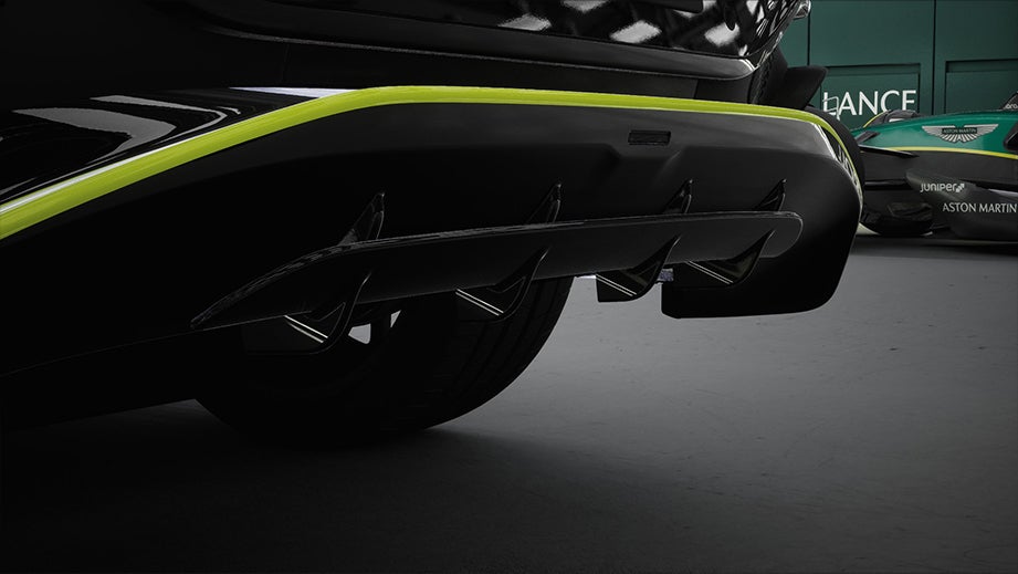 Rear bumper close-up of an Aston Martin DBX