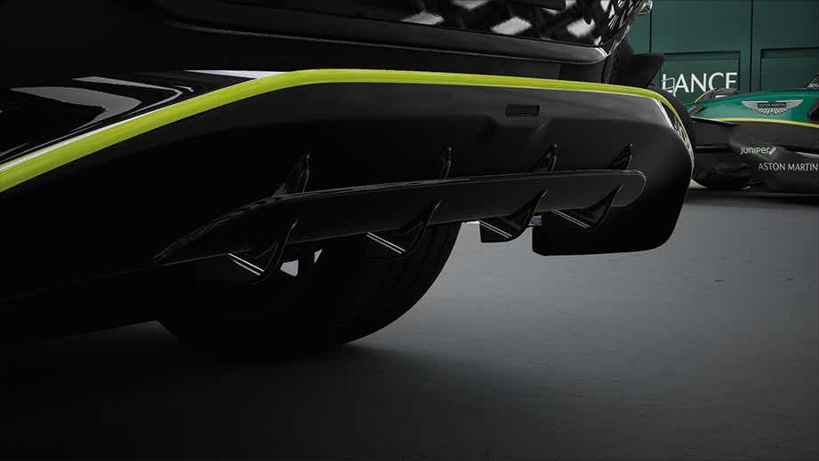Rear bumper close-up of an Aston Martin DBX