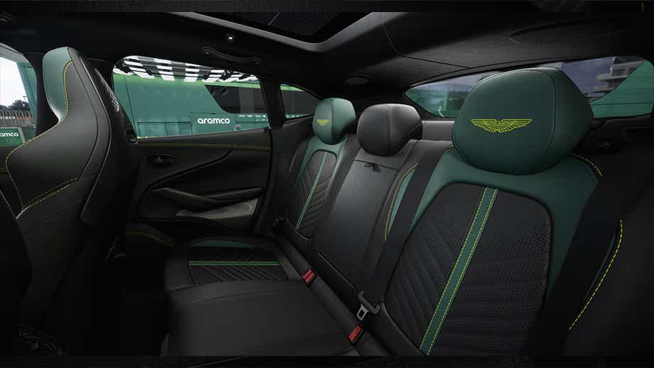 Rear seat and interior view of a Aston Martin DBX