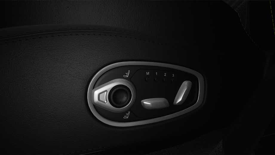 Seat adjustment controls of an Aston Martin DBX