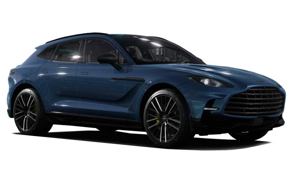 front three-quarter view of an Aston Martin DBX