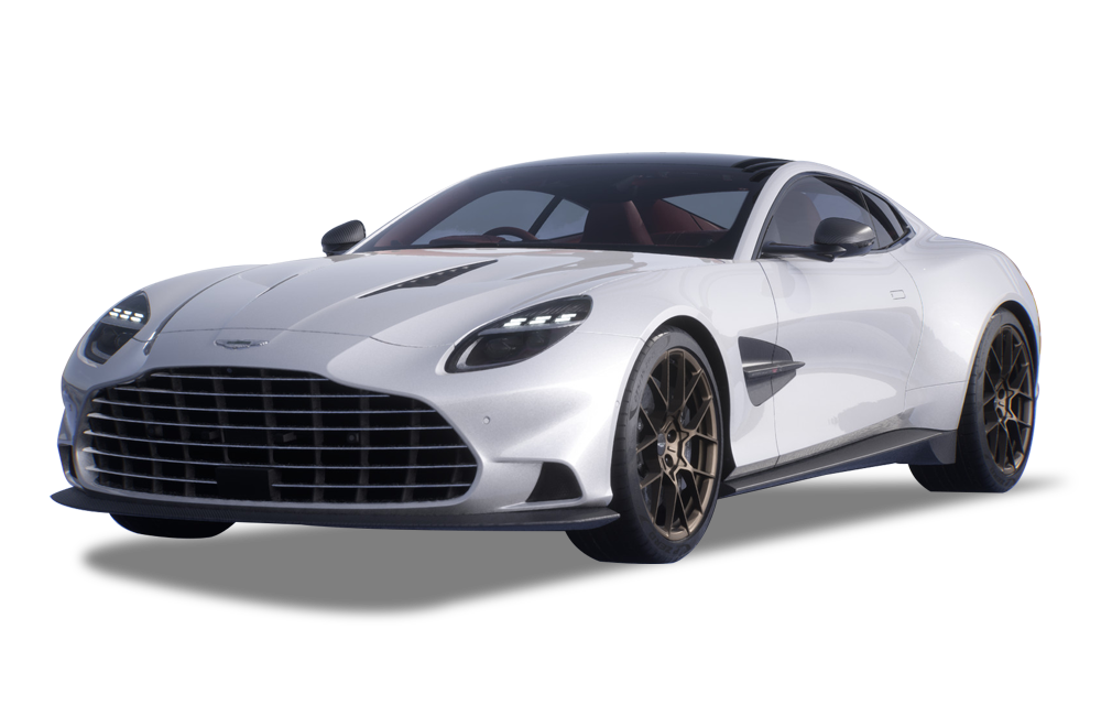 front three-quarter view of a Zenith White Aston Martin Vanquish
