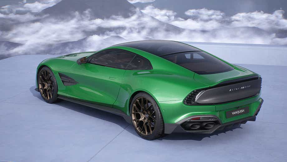 rear three-quarter view of an Aston Martin Vanquish