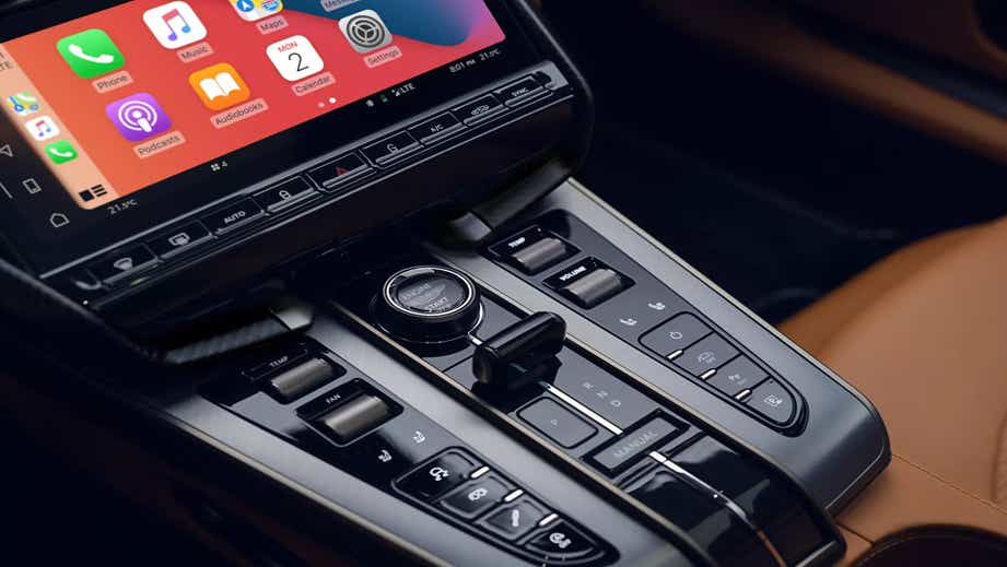 Interior dashboard and center console of a Aston Martin Vanquish