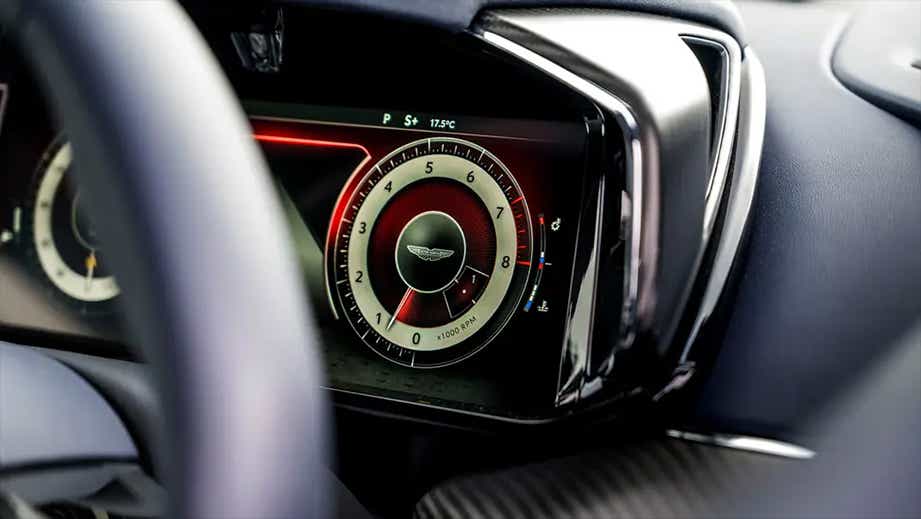 Instrument cluster of an Aston Martin Vantage