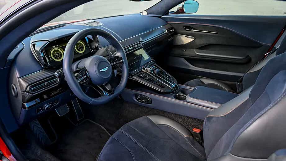 Interior dashboard view of an Aston Martin Vantage