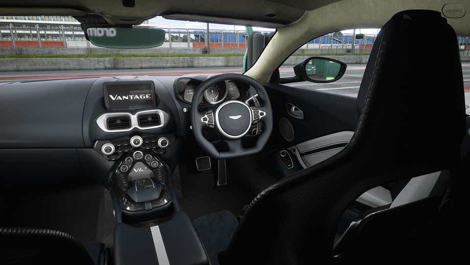 Interior dashboard of an Aston Martin Vantage 2019-2023