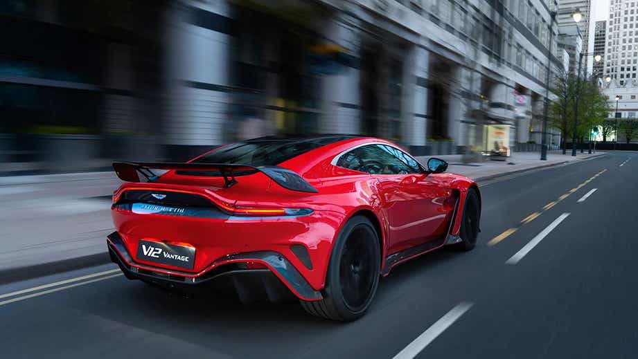 rear three-quarter view of an Aston Martin Vantage 2019-2023