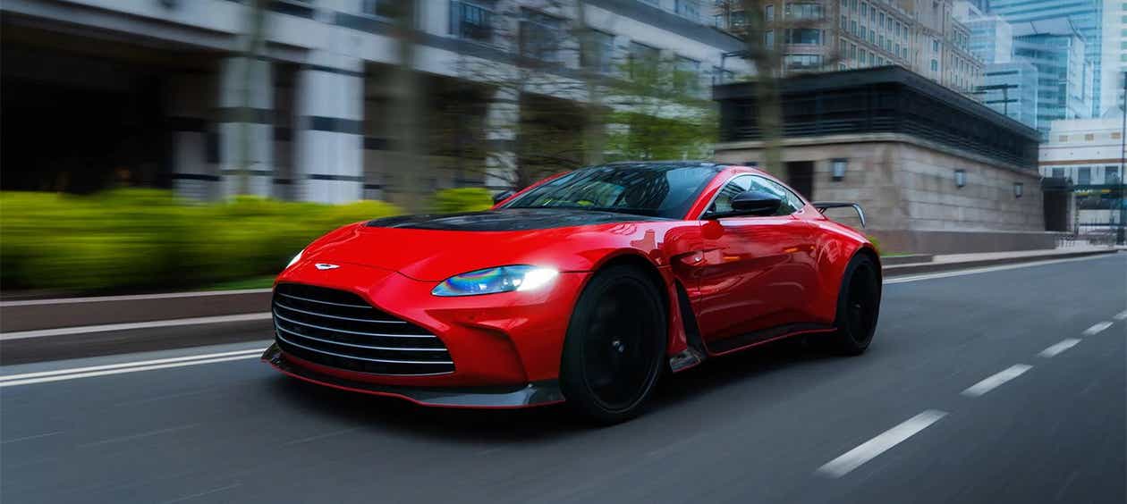 front three-quarter view of an Aston Martin Vantage 2019-2023
