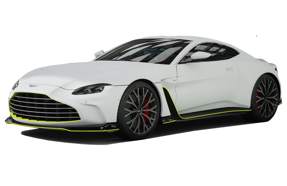 front three-quarter of a Satin lunar White Aston Martin Vantage 2019-2023
