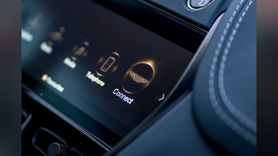 infotainment touchscreen of an Aston Martin DBX