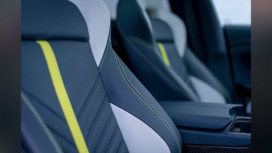 front seat close-up of a Aston Martin DBX