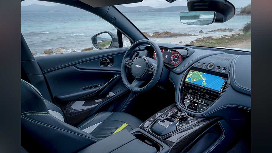 interior dashboard of an Aston Martin DBX