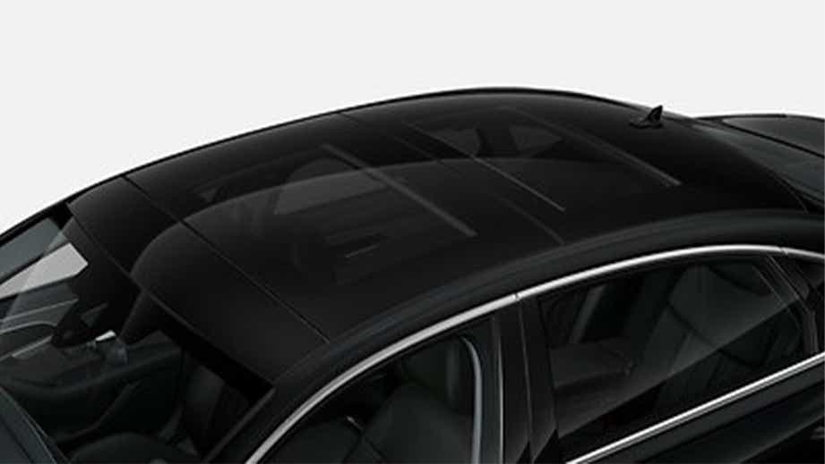 Panoramic sunroof close-up of a Vesuvius Gray Metallic Audi A8 L