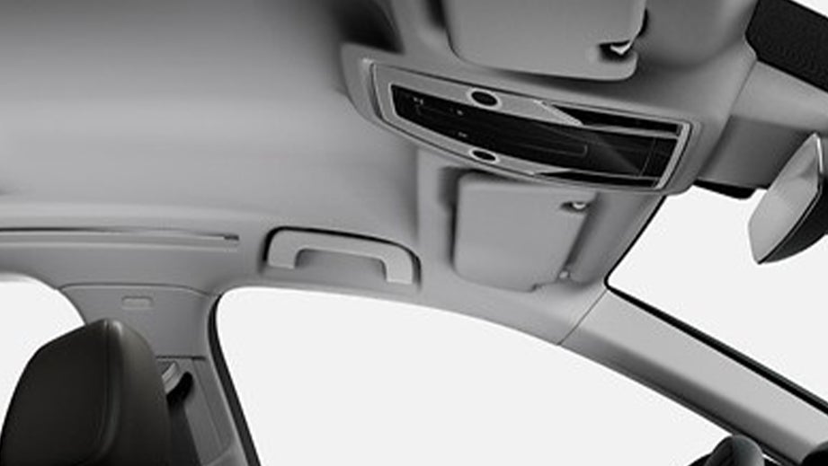 Interior roof and sun visor view of an Audi A8 L