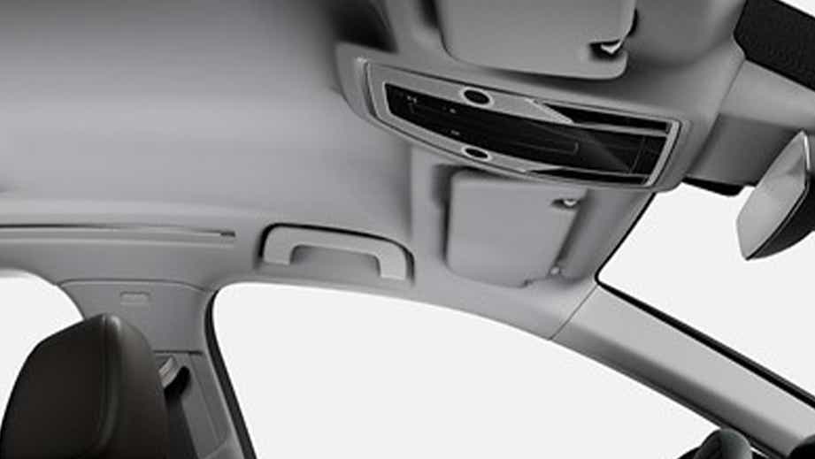 Interior roof and sun visor view of an Audi A8 L
