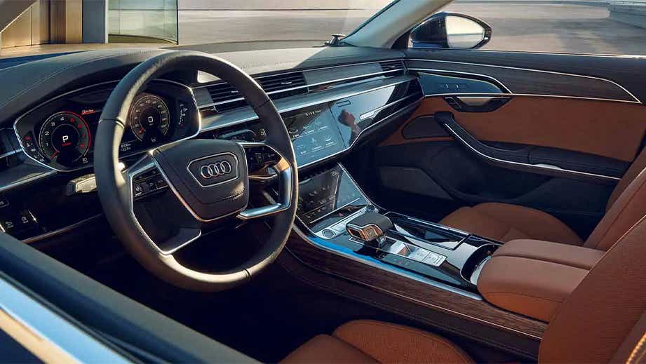interior dashboard view of an Audi A8 L