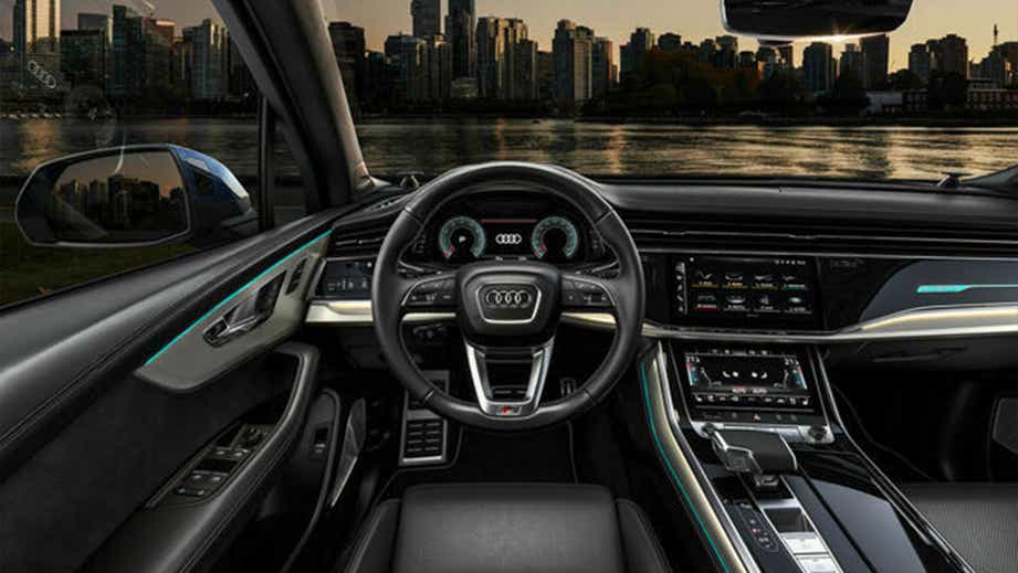 Interior dashboard view of an Audi Q7