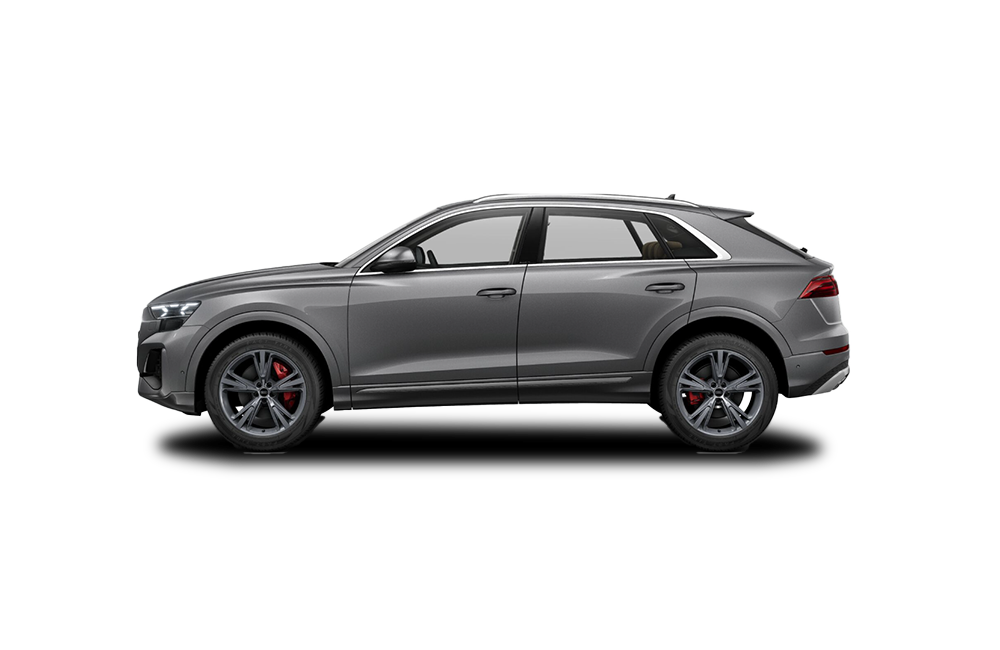 side view of a Samurai Grey Metallic Audi Q8