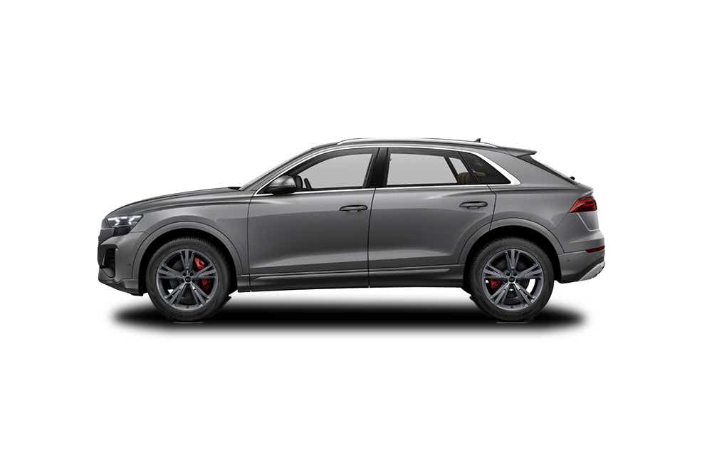 side view of a Samurai Grey Metallic Audi Q8