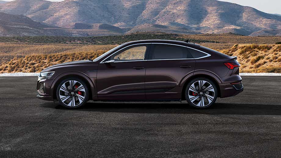 side view of a Madeira Brown Metallic Audi Q8 Sportback e-tron