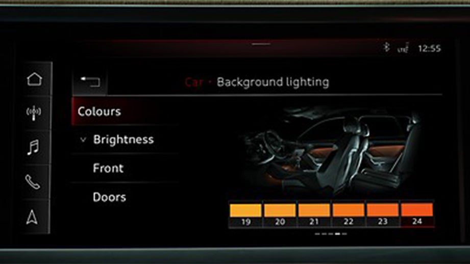 infotainment display of an Audi Q8 Sportback e-tron interior