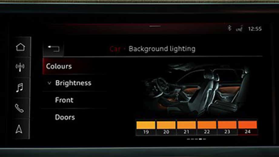 infotainment display of an Audi Q8 Sportback e-tron interior