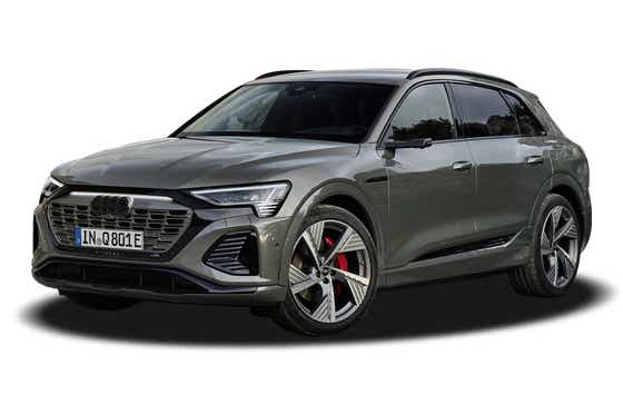 front three-quarter of a Chronos Grey Metallic Audi Q8 e-tron