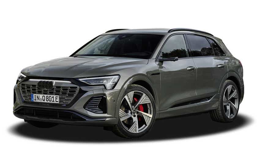 front three-quarter of a Chronos Grey Metallic Audi Q8 e-tron