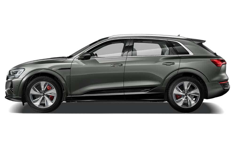 side view of a Chronos Grey Metallic Audi Q8 e-tron