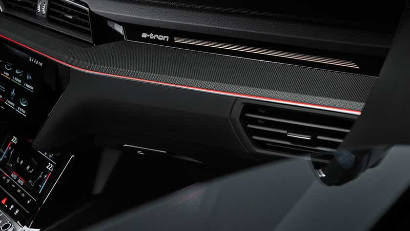 dashboard and infotainment close-up of an Audi Q8 e-tron