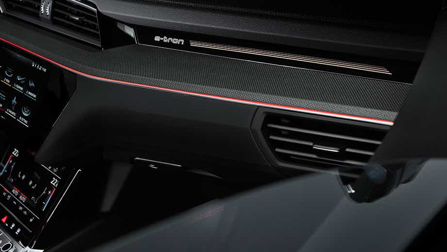 dashboard and infotainment close-up of an Audi Q8 e-tron