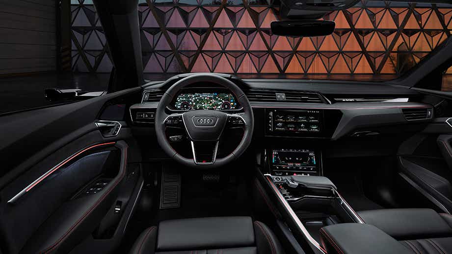 interior dashboard view of an Audi Q8 e-tron