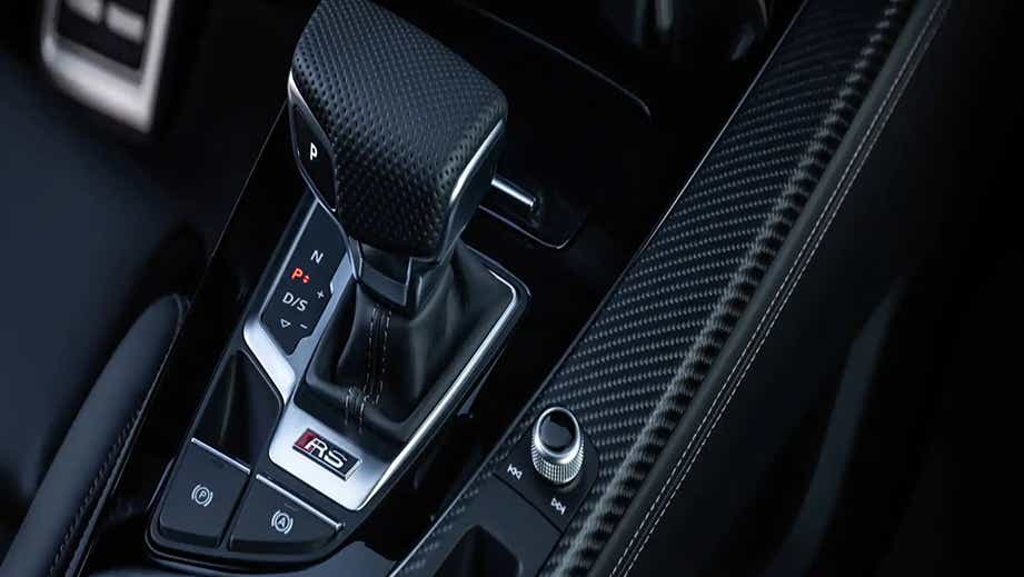 Gear selector and center console of a Naldo Grey Audi RS5