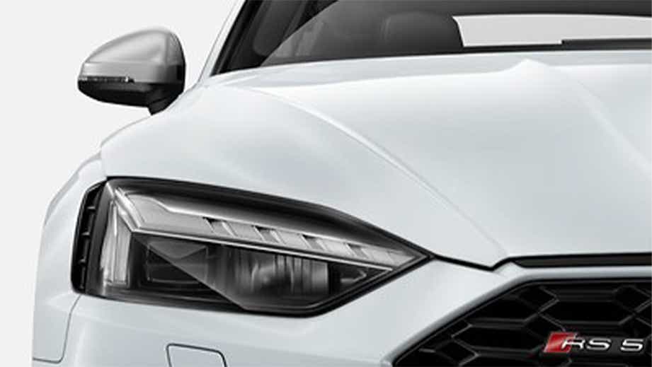 Front headlight and grille of a Naldo Grey Audi RS5