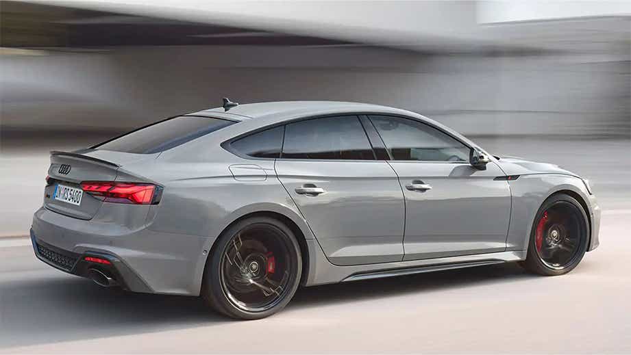 rear three-quarter view of a Naldo Grey Audi RS5